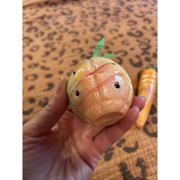 Vintage Onxy Alabaster Marble Carrot Pineapple Stone Fruit Basket Pieces - Picture 3 of 5